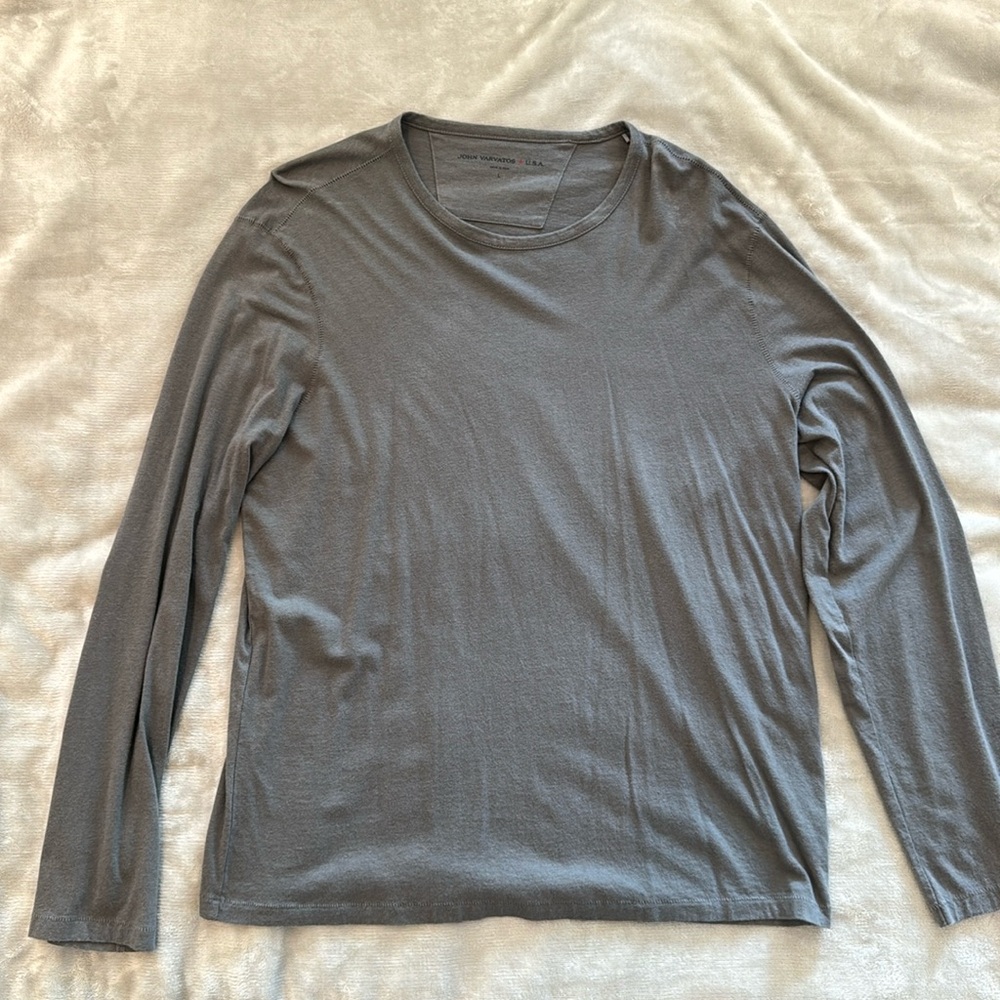 John Varvatos Grey Long Sleeve Crewneck T-Shirt Size L